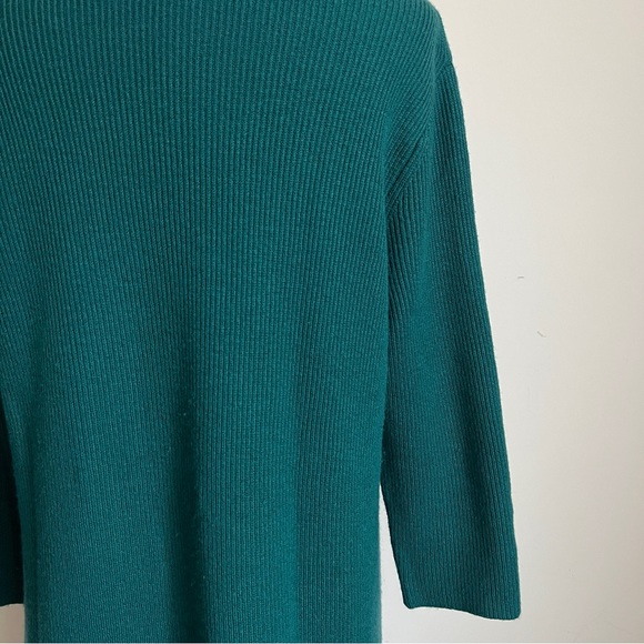 J Jill Ribbed Tunic Sweater Green Size Medium - Picture 4 of 5